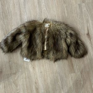 Never worn new with tags mia joy fur “Kendra jacket” size 3 toddler in brown.